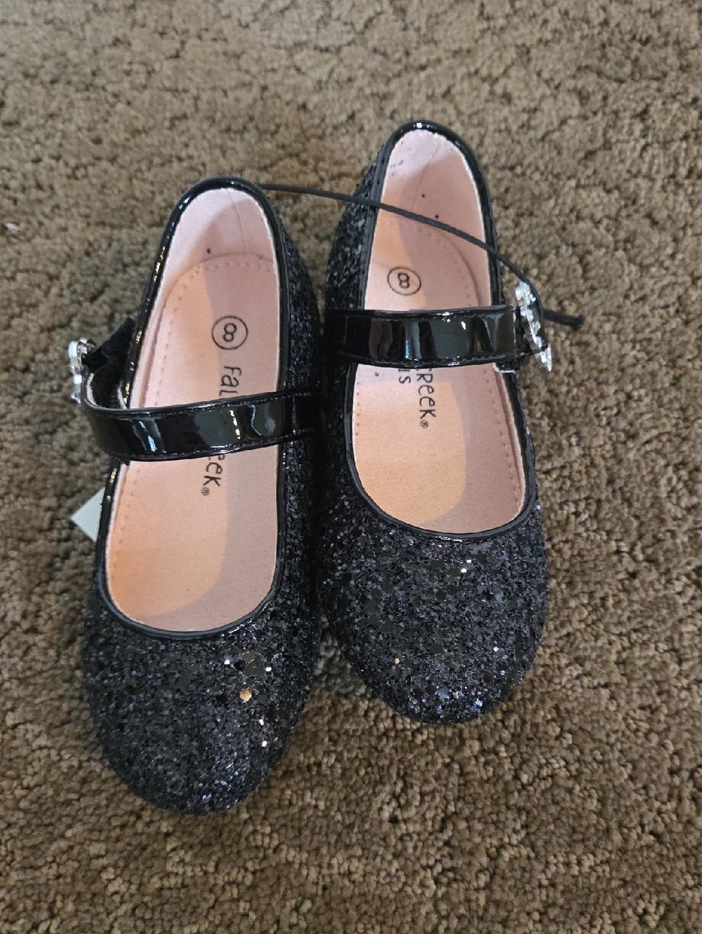 Toddler Girls Falls Creek Margot Black Dress Shoes Glitter Size 6 7 8 9 10 NWT